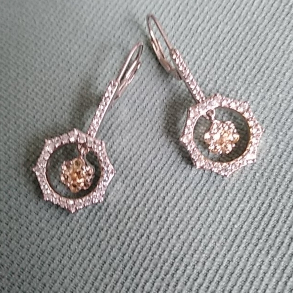 🌻 GOLDEN IMPERIAL TOPAZ, CAMB ZIRCON DROP EARRING - Picture 5 of 5